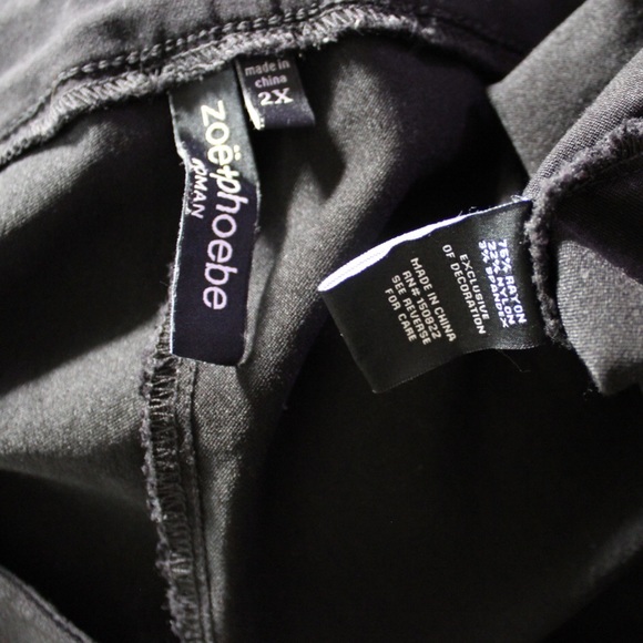 Preowned Zoe + Phoebe Plus Size Black Dress Pants with Embellished Ankles 2X - Picture 6 of 6